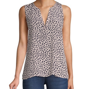 Joie Corette 100% Silk Cheetah Sleeveless Blouse Top‎